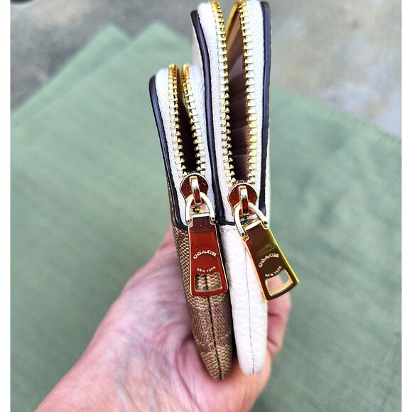 COACH Double Zip Wallet In Signature Canvas Pebbled Leather NWT! - Picture 7 of 8